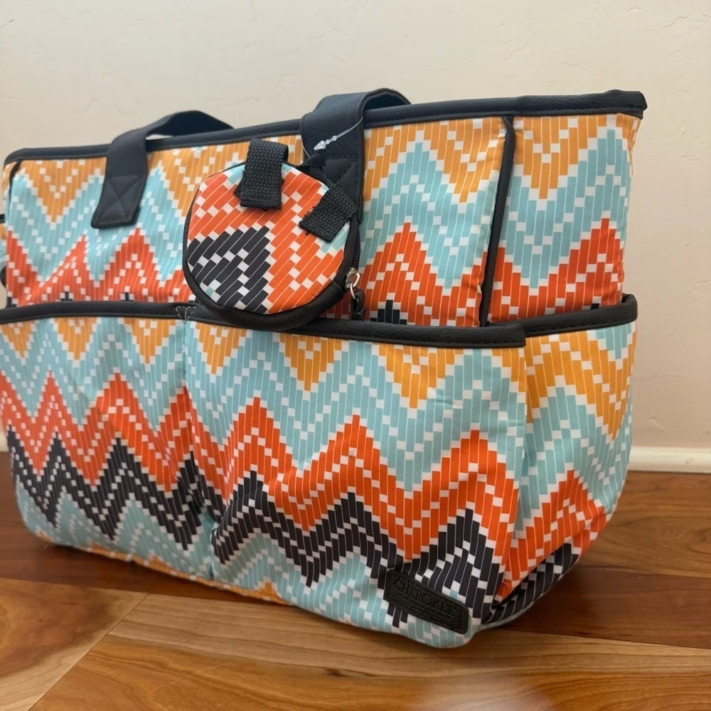 Cherokee Tote Diaper Bag Stroller Loops, Insulated Bottle Holder, Changing Pad